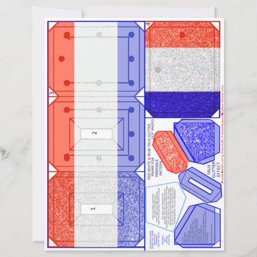 Red White & Blue Imitats Glitzer Selfframe Craft (Vorderseite)