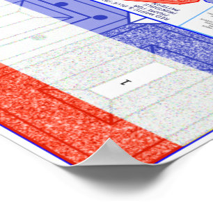 Red White & Blue Imitats Glitzer Selfframe Craft Poster