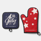 Red White Blue Independence Day 4. Juli Ofenhandschuh & Topflappen-Set (Vorderseite)