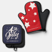 Red White Blue Independence Day 4. Juli Ofenhandschuh & Topflappen-Set (Vorderseite/Rückseite)