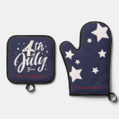 Red White Blue Independence Day 4. Juli Ofenhandschuh & Topflappen-Set (Vorderseite)