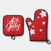 Red White Blue Independence Day 4. Juli Ofenhandschuh & Topflappen-Set (Vorderseite)