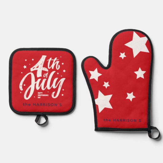Red White Blue Independence Day 4. Juli Ofenhandschuh & Topflappen-Set (Vorderseite)