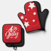 Red White Blue Independence Day 4. Juli Ofenhandschuh & Topflappen-Set (Vorderseite/Rückseite)