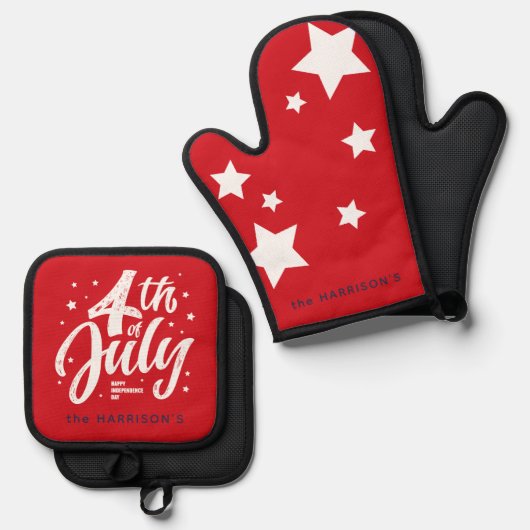 Red White Blue Independence Day 4. Juli Ofenhandschuh & Topflappen-Set (Vorderseite/Rückseite)