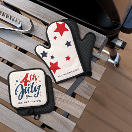 Red White Blue Independence Day 4. Juli Ofenhandschuh & Topflappen-Set