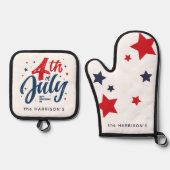 Red White Blue Independence Day 4. Juli Ofenhandschuh & Topflappen-Set (Vorderseite)