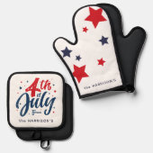 Red White Blue Independence Day 4. Juli Ofenhandschuh & Topflappen-Set (Vorderseite/Rückseite)