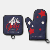 Red White Blue Independence Day 4. Juli Ofenhandschuh & Topflappen-Set (Vorderseite)