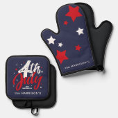 Red White Blue Independence Day 4. Juli Ofenhandschuh & Topflappen-Set (Vorderseite/Rückseite)