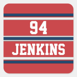 Red White Blue Jersey Streifen Anpassbare Golf Ha Quadratischer Aufkleber