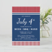 Red White Blue July 4. Party GRILLEN Celebration Einladung (Stehend Vorderseite)