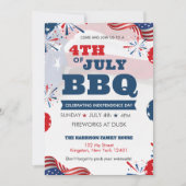 Red White Blue July 4. Party GRILLEN Celebration Einladung (Vorderseite)