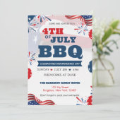 Red White Blue July 4. Party GRILLEN Celebration Einladung (Stehend Vorderseite)