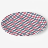 Red White Blue kariert Pappteller (Schrägansicht)