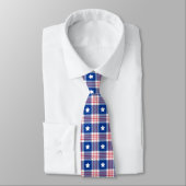 Red White Blue Kariert Stars Streifen Muster Neck  Krawatte (Gebunden)