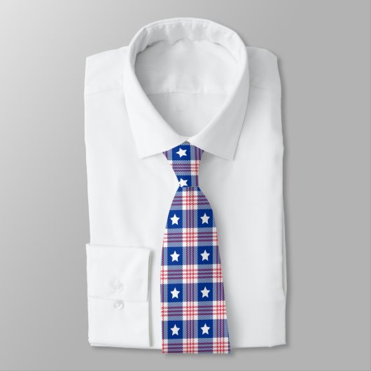 Red White Blue Kariert Stars Streifen Muster Neck  Krawatte (Gebunden)