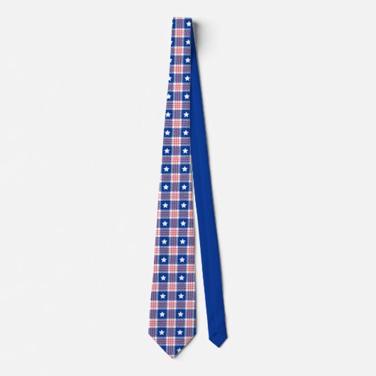 Red White Blue Kariert Stars Streifen Muster Neck  Krawatte (Vorderseite)