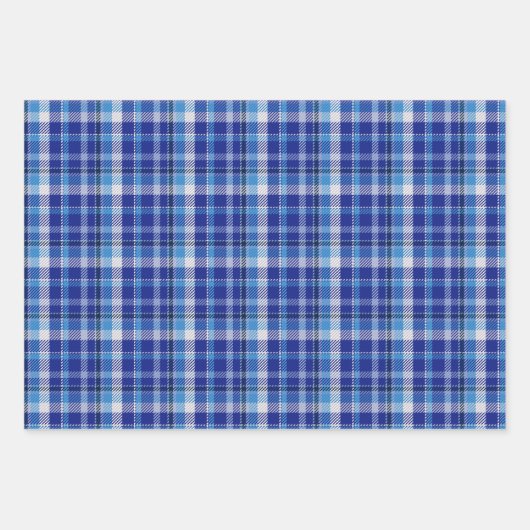 Red White Blue Kariert Wrapping Paper Set 3 Geschenkpapier Set (Vorderseite 2)