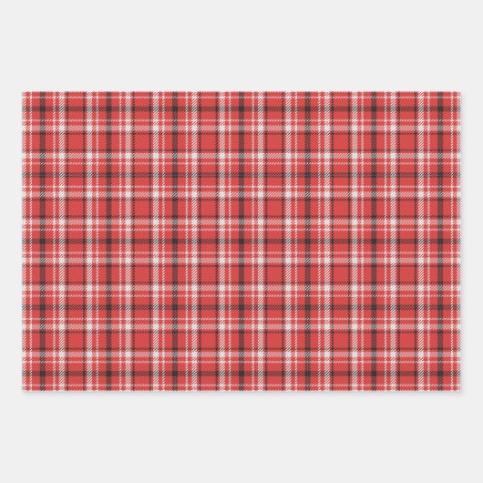 Red White Blue Kariert Wrapping Paper Set 3 Geschenkpapier Set (Vorderseite)