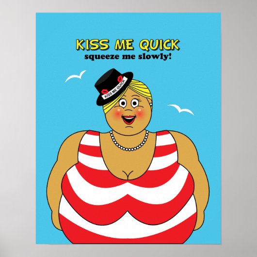 Red White Blue Kiss Me Quick Seaside Spaß Poster (Vorne)