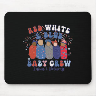 Red White Blue Labor und Lieferung Nurse 4. Juli Mousepad