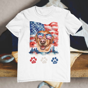 Red White Blue Labrador Hund American 4. Juli T-Shirt