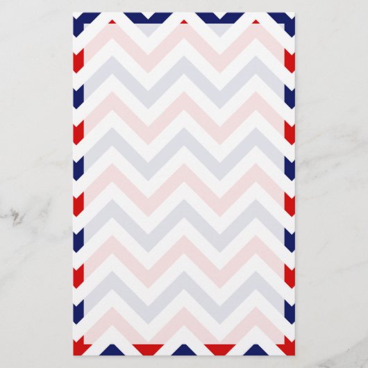 Red, White, Blue Large Chevron ZigZag Pattern Briefpapier (Vorderseite)