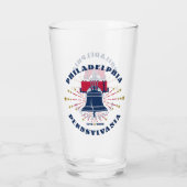 Red White Blue Liberty Bell Patriotic Glass Cup Glas (Rückseite)