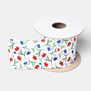 Red White Blue Liberty Floral Muster Elegante Chic Satinband