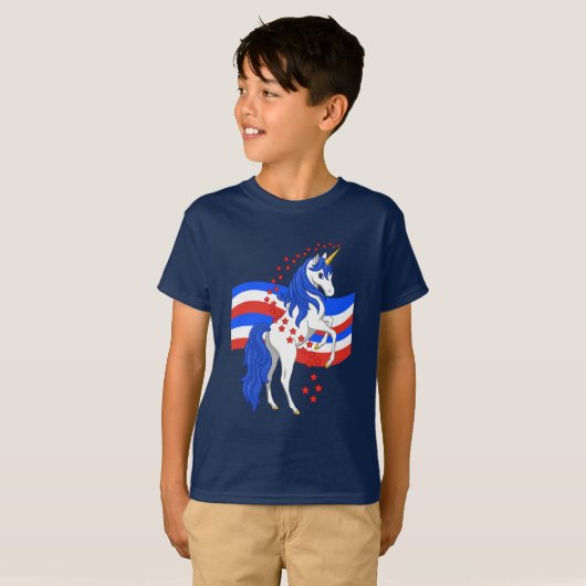 Red White Blue Mane American Unicorn T-Shirt (Vorne ganz)