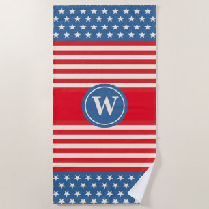 Red White Blue Maßgeschneiderte Monogram Beach Han Strandtuch