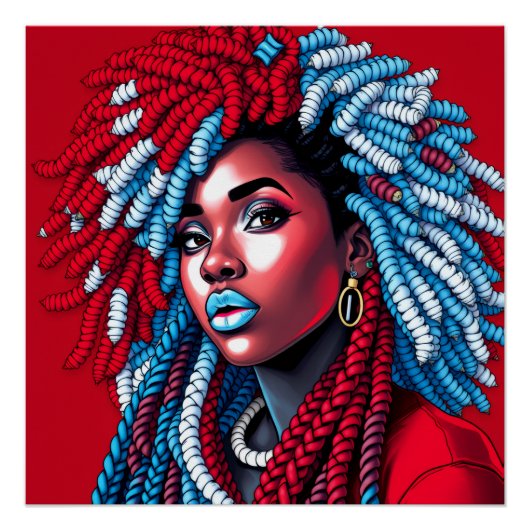 Red white & blue melanin sista black girl magic poster (Vorderseite)