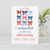 Red White Blue Miss Independent 1. Geburtstag Einladung (Stehend Vorderseite)
