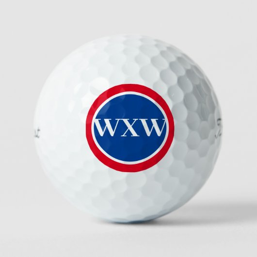 Red White Blue Monogram Golf Ball (Vorderseite)
