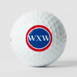 Red White Blue Monogram Golf Ball