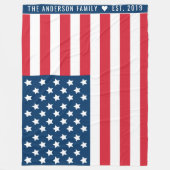 Red White Blue Monogram Name Fleecedecke (Vorderseite)