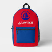 Red White Blue Monogram Nautic Theme Bedruckter Rucksack (Vorderseite)