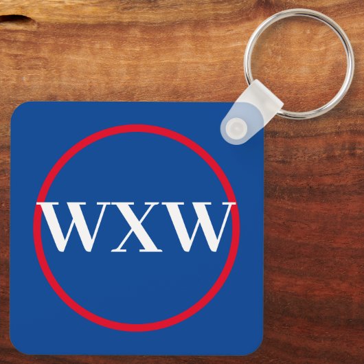 Red White Blue Monogram Schlüsselanhänger (Rückseite)