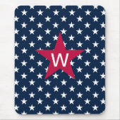 Red White Blue Monogram Star Mousepad (Vorne)