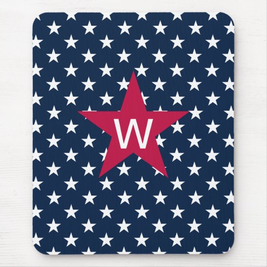 Red White Blue Monogram Star Mousepad (Vorne)