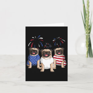 Red White Blue Mops Dog Lovers American Flag 4. Karte