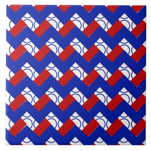 Red White Blue Muster IV Keramik Tile Fliese (Vorderseite)