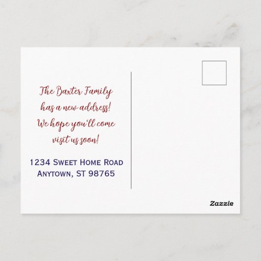 Red White & Blue Name und Monogramm "We ve Moved" Postkarte (Rückseite)