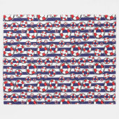 Red White Blue Nautical Lifebuoy Lifebelts Muster Fleecedecke (Vorderseite (Horizontal))