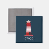 Red White Blue Nautical Lighthouse Beach Zip Code Magnet (Vorderseite/Rückseite)