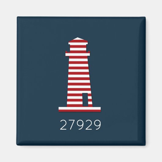 Red White Blue Nautical Lighthouse Beach Zip Code Magnet (Vorne)
