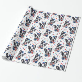 Red White Blue Niedlich Bulldog American Flag Star Geschenkpapier