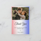 Red White & Blue Ombre Picture Foto Wedding Dankeskarte (Innenseite)