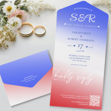 Red White & Blue Ombre QR Code Wedding